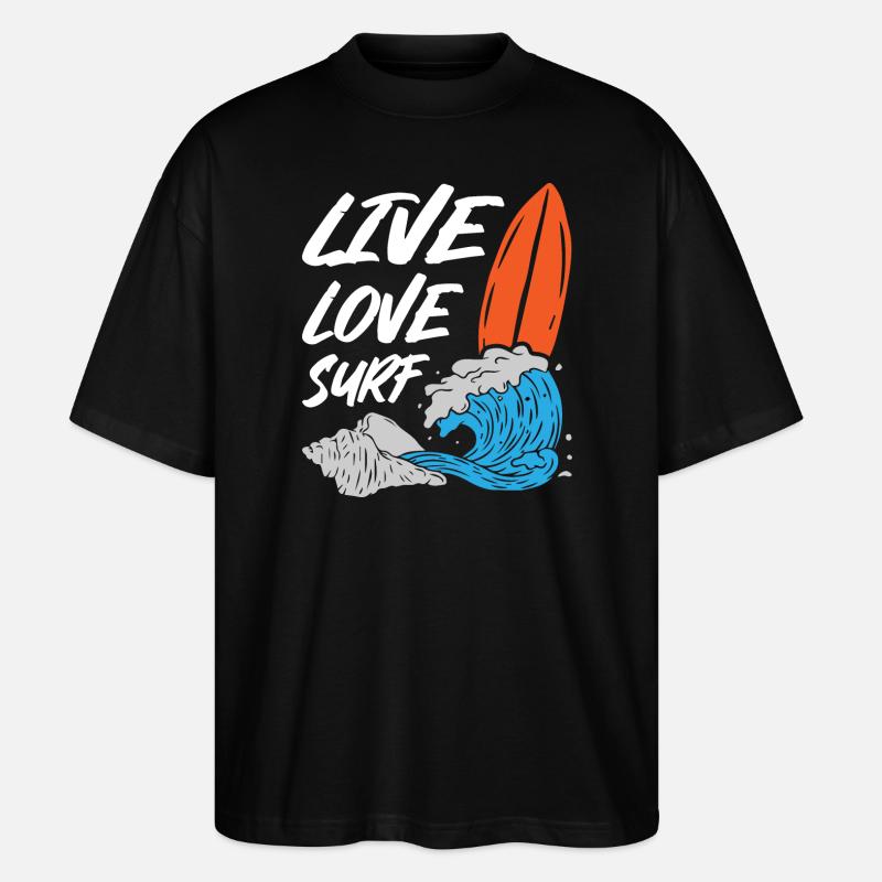 Surf d’amour en direct - T-shirt bio Blaster 2.0 coupe oversize Stanley/Stella Unisexe - noir