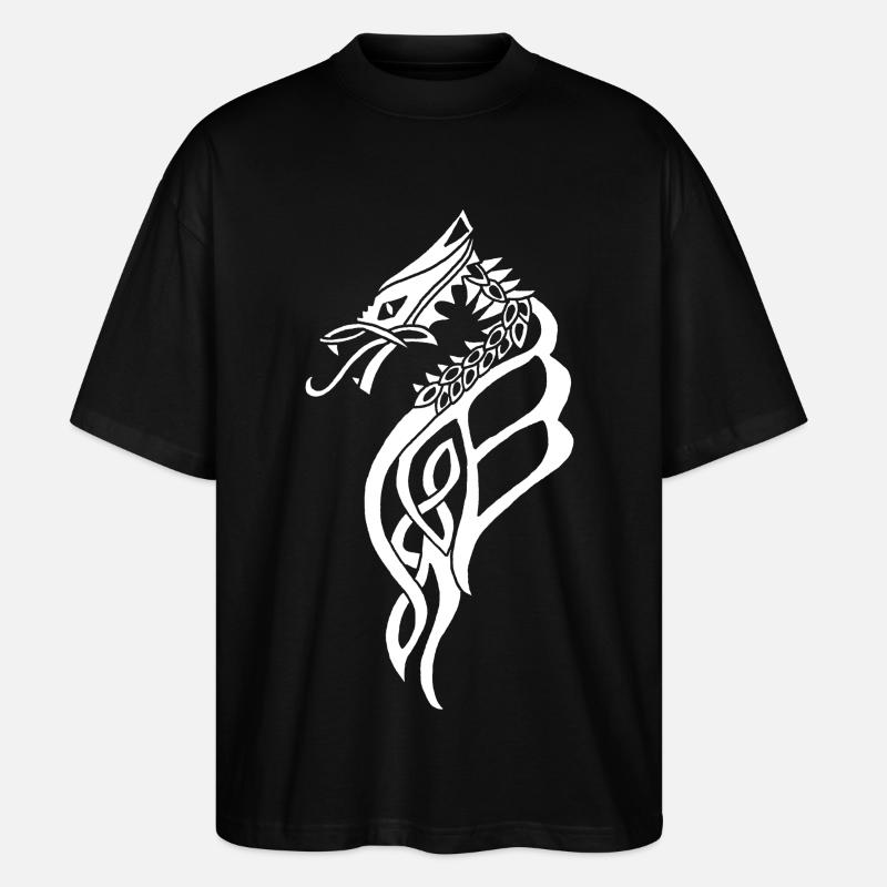 Großer weißer keltischer Drache - Stanley/Stella Oversized Unisex Bio T-Shirt Blaster 2.0 - Schwarz