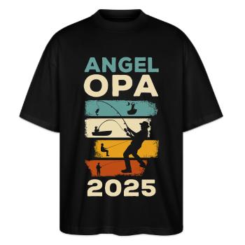 Pension 2025 Retraité Pêche Pension Pêcheur - T-shirt bio Blaster 2.0 coupe oversize Stanley/Stella Unisexe - noir - Devant - Alina (178cm) & Michal (187cm)