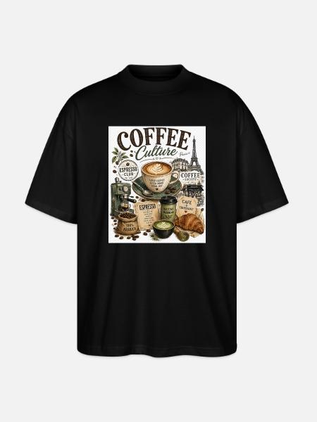 Kaffeekultur Paris Café Collage - Stanley/Stella Oversized Unisex Bio T-Shirt Blaster 2.0 - Schwarz