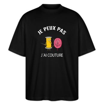 JE PEUX PAS J' AI COUTURE - T-shirt bio Blaster 2.0 coupe oversize Stanley/Stella Unisexe - noir - Devant - Alina (178cm) & Michal (187cm)