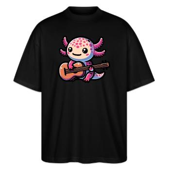 Axolotl jouant de la guitare - T-shirt bio Blaster 2.0 coupe oversize Stanley/Stella Unisexe - noir - Devant - Alina (178cm) & Michal (187cm)