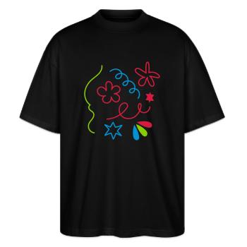 Couleur heureuse - T-shirt bio Blaster 2.0 coupe oversize Stanley/Stella Unisexe - noir - Devant - Alina (178cm) & Michal (187cm)
