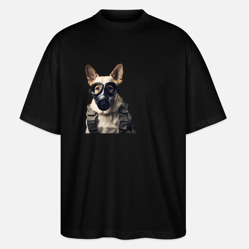 Chien avec masque à gaz - T-shirt bio Blaster 2.0 coupe oversize Stanley/Stella Unisexe - noir