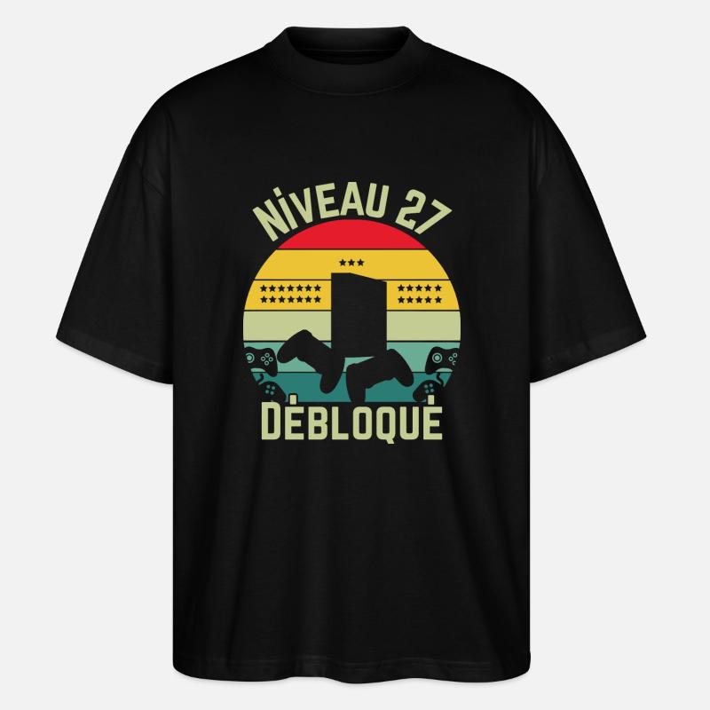 Niveau 27 Débloqué - T-shirt bio Blaster 2.0 coupe oversize Stanley/Stella Unisexe - noir