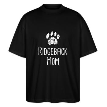 Rhodesian Ridgeback Hund Rhodesian Ridgebacks - Stanley/Stella Oversized Unisex Bio T-Shirt Blaster 2.0 - Schwarz - Vorne - Alina (178cm) & Michal (187cm)