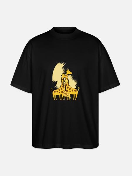 Giraffe family - Stanley/Stella Oversized Unisex Organic T-shirt Blaster 2.0 - black