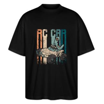Retro Vintage Rc car racer - Stanley/Stella Oversized Unisex Organic T-shirt Blaster 2.0 - black - Front - Alina (178cm) & Michal (187cm)