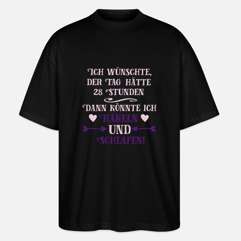 Häkeln und Schlafen Geschenk - Stanley/Stella Oversized Unisex Bio T-Shirt Blaster 2.0 - Schwarz