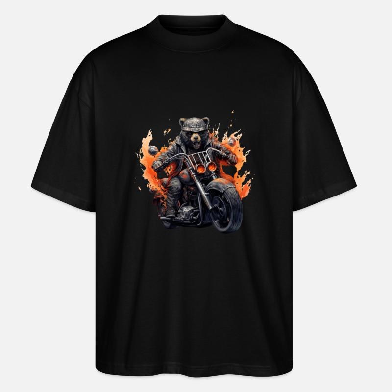 Biker Bär - Stanley/Stella Oversized Unisex Bio T-Shirt Blaster 2.0 - Schwarz
