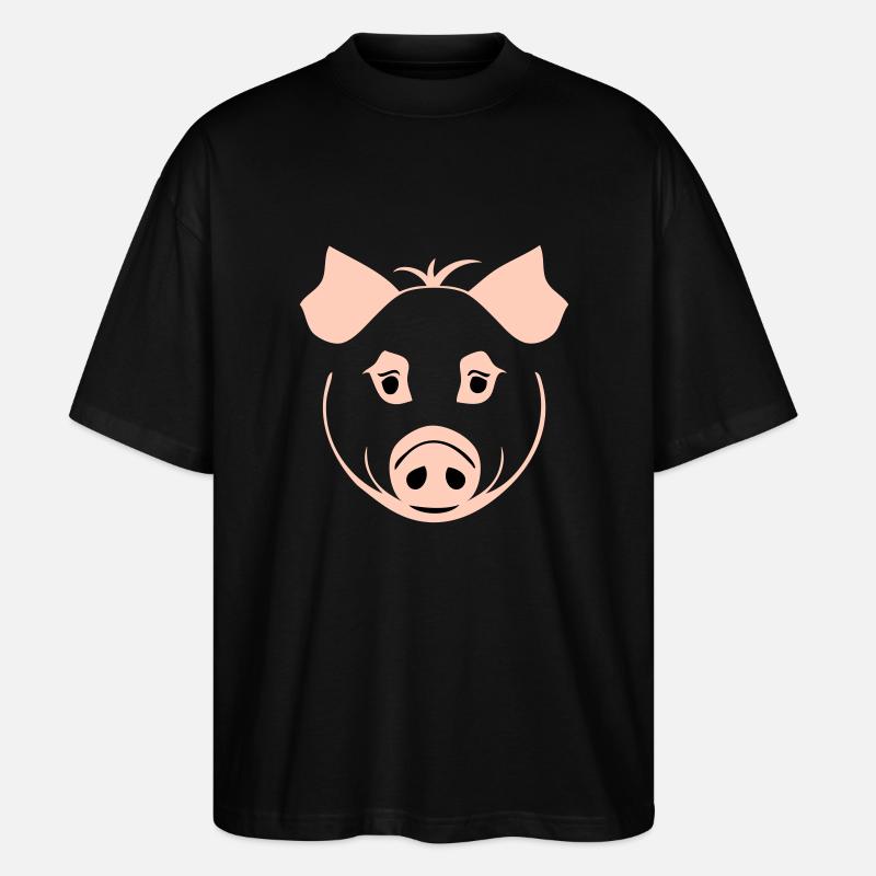 Schwein im Comic Stil - Stanley/Stella Oversized Unisex Bio T-Shirt Blaster 2.0 - Schwarz