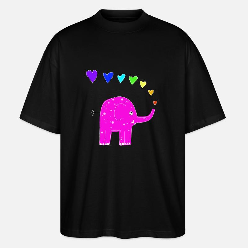 Regenbogenelefant - Stanley/Stella Oversized Unisex Bio T-Shirt Blaster 2.0 - Schwarz