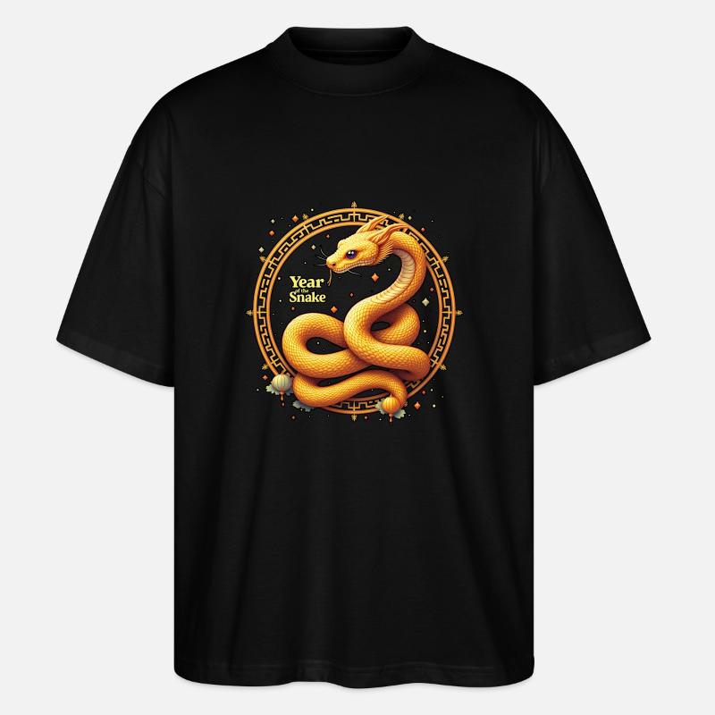 Chinesisches Neujahr - Schlange 2025 - Stanley/Stella Oversized Unisex Bio T-Shirt Blaster 2.0 - Schwarz