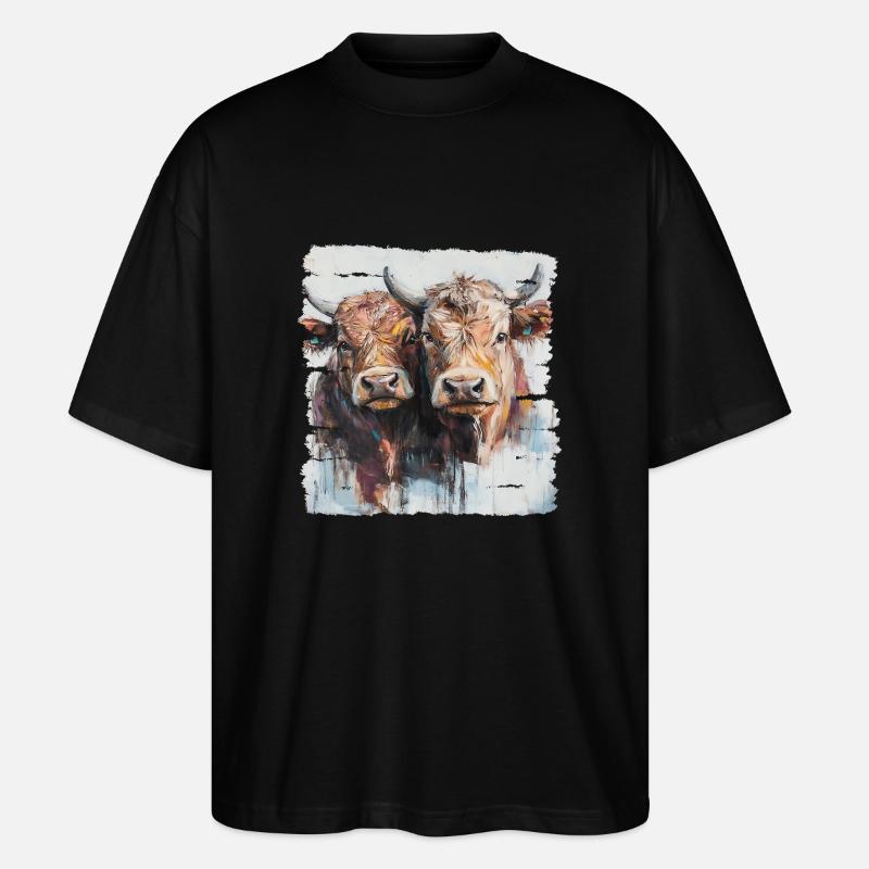Zwei Jungbullen oder zwei Kühe? - Stanley/Stella Oversized Unisex Bio T-Shirt Blaster 2.0 - Schwarz