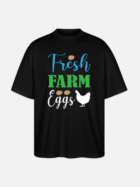 Fresh Farm Eggs - Stanley/Stella Oversized Unisex Organic T-shirt Blaster 2.0 - black