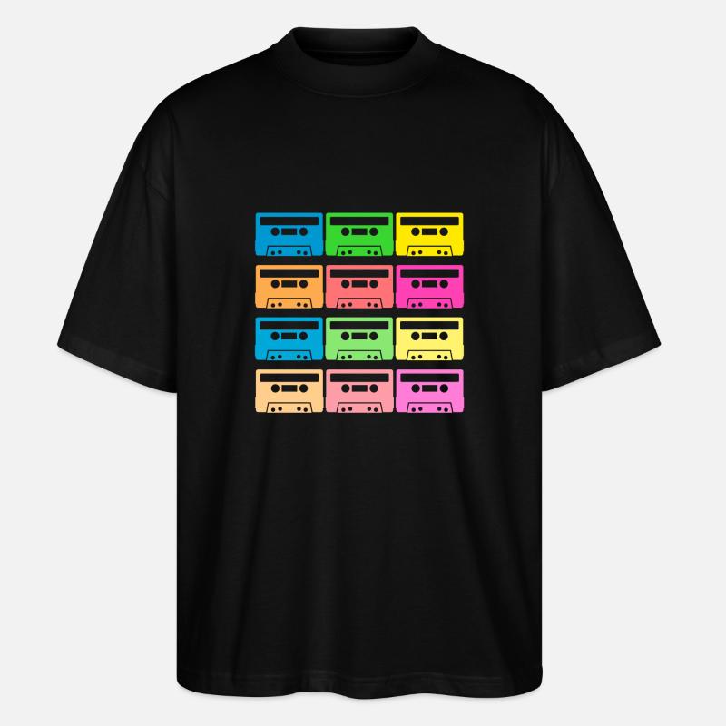 Kassetten bunt - Stanley/Stella Oversized Unisex Bio T-Shirt Blaster 2.0 - Schwarz