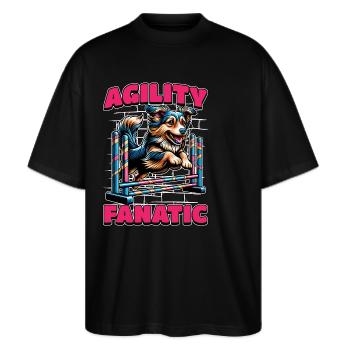 Dog Agility Fanatic Dog Sport Agility Training - T-shirt bio Blaster 2.0 coupe oversize Stanley/Stella Unisexe - noir - Devant - Alina (178cm) & Michal (187cm)