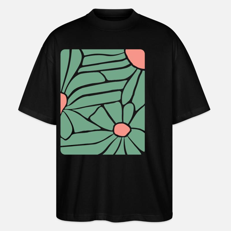 Abstract Floral Boho - Stanley/Stella Oversized Unisex Bio T-Shirt Blaster 2.0 - Schwarz