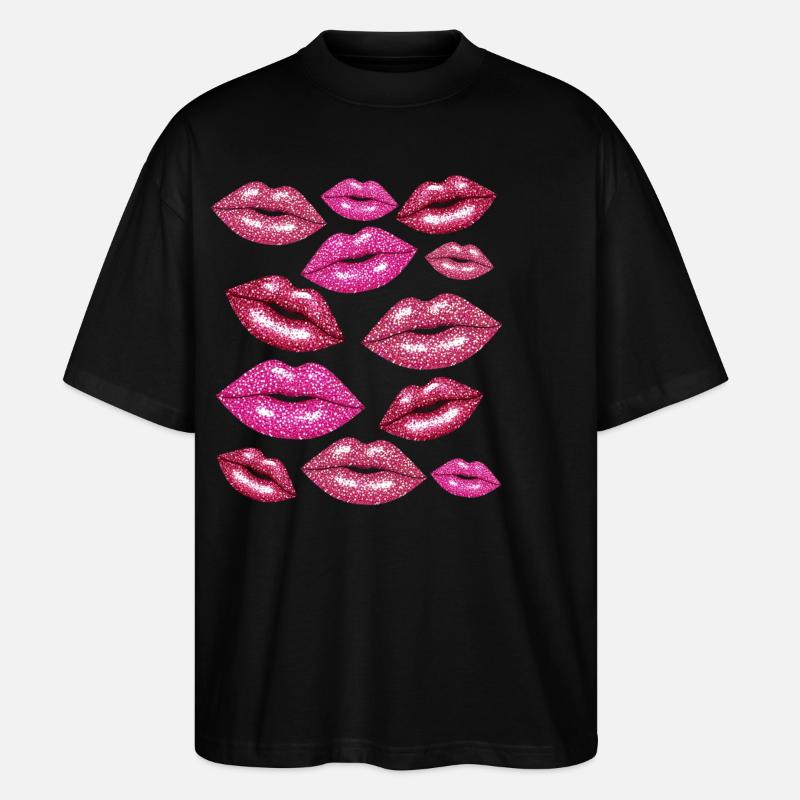 Coquette Lèvres Bisous Romantique - T-shirt bio Blaster 2.0 coupe oversize Stanley/Stella Unisexe - noir
