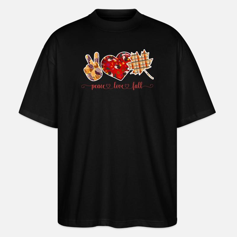 PEACE LOVE FALL, THANKSGIVING - Stanley/Stella Oversized Unisex Organic T-shirt Blaster 2.0 - black