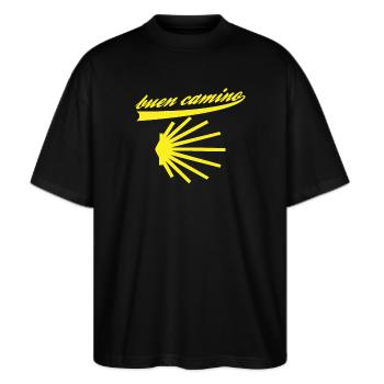 Camino de Santiago Shell Pilgrim buen camino - T-shirt bio Blaster 2.0 coupe oversize Stanley/Stella Unisexe - noir - Devant - Alina (178cm) & Michal (187cm)