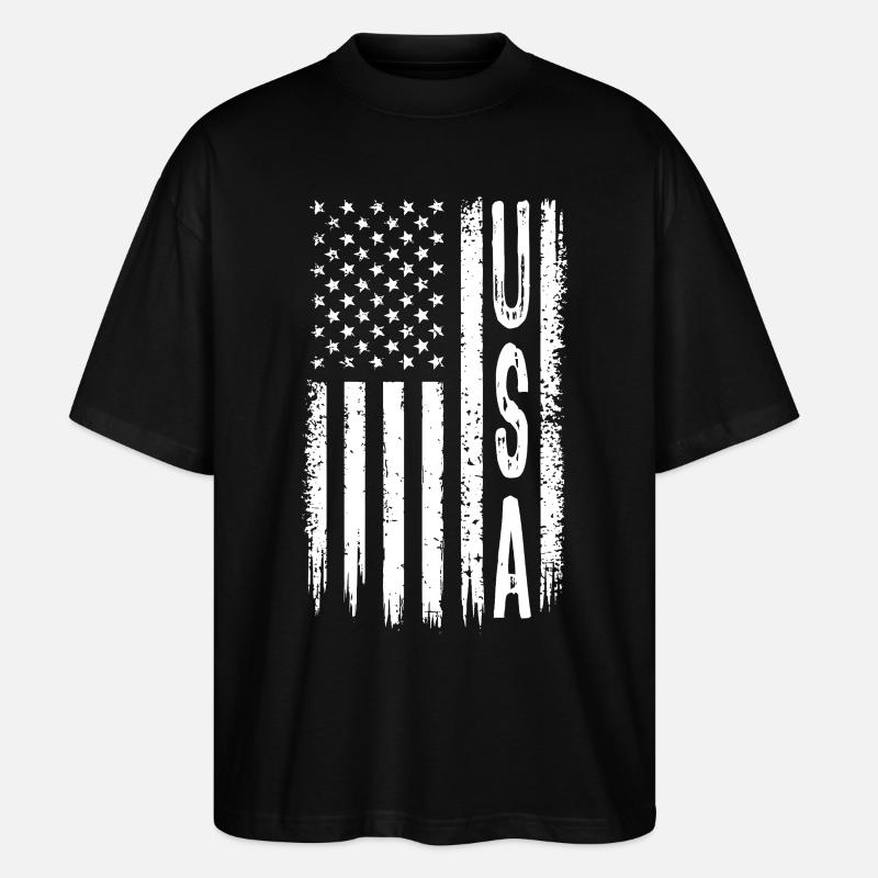 Flag USA - Gift - Stanley/Stella Oversized Unisex Organic T-shirt Blaster 2.0 - black