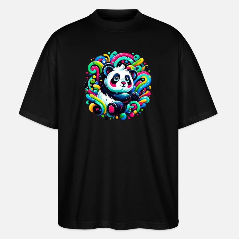 Bunter Panda - Stanley/Stella Oversized Unisex Bio T-Shirt Blaster 2.0 - Schwarz