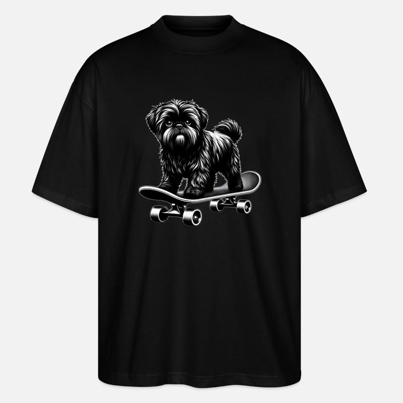 Skateboarder caniche noir et blanc - T-shirt bio Blaster 2.0 coupe oversize Stanley/Stella Unisexe - noir