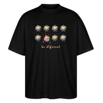 être différent / Statement-Design - T-shirt bio Blaster 2.0 coupe oversize Stanley/Stella Unisexe - noir - Devant - Alina (178cm) & Michal (187cm)