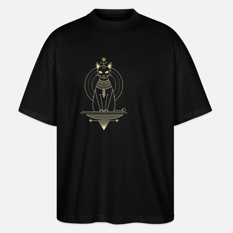 Chat égyptien Bastet - T-shirt bio Blaster 2.0 coupe oversize Stanley/Stella Unisexe - noir