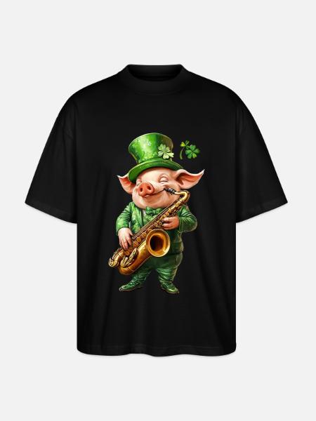 Schwein - Stanley/Stella Oversized Unisex Bio T-Shirt Blaster 2.0 - Schwarz