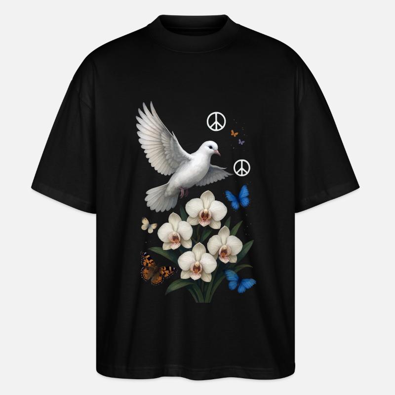 Weiße Taube - Stanley/Stella Oversized Unisex Bio T-Shirt Blaster 2.0 - Schwarz