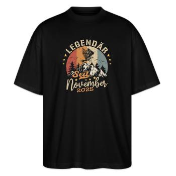 Legendär Seit November 2025 - 2025 - Stanley/Stella Oversized Unisex Bio T-Shirt Blaster 2.0 - Schwarz - Vorne - Alina (178cm) & Michal (187cm)