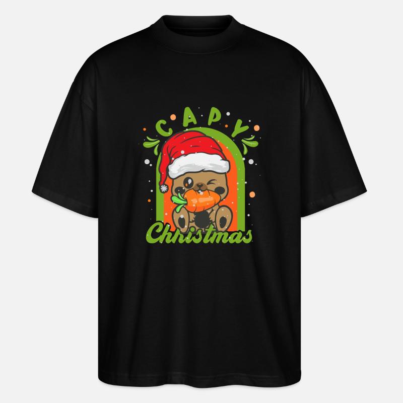 Capybara Weihnachtsbaum Weihnachtsmann - Stanley/Stella Oversized Unisex Bio T-Shirt Blaster 2.0 - Schwarz