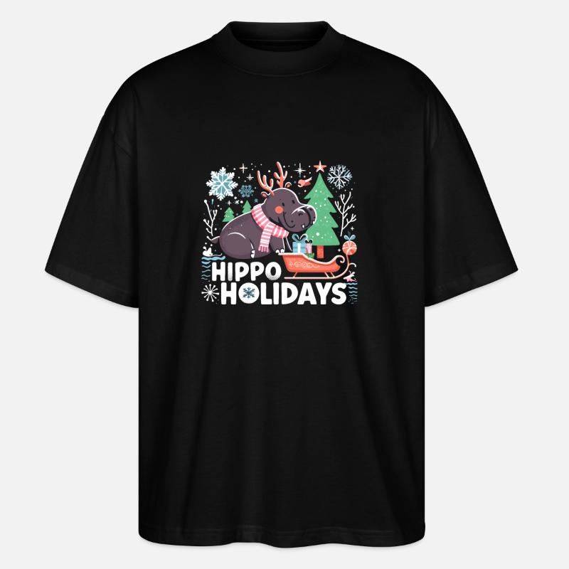 Weihnachten Nilpferd Weihnachtsmann - Stanley/Stella Oversized Unisex Bio T-Shirt Blaster 2.0 - Schwarz