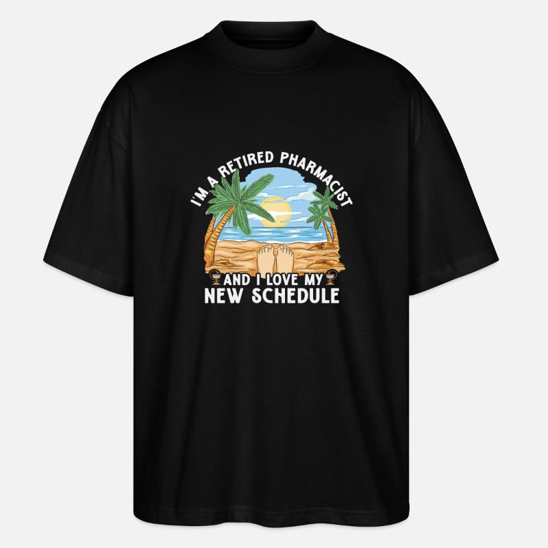 Retired Pharmacist, Retired Pharmacy - Stanley/Stella Oversized Unisex Organic T-shirt Blaster 2.0 - black
