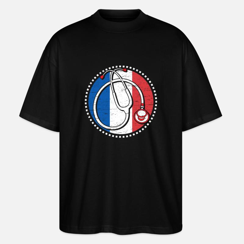 Infirmière Française, Infirmière Diplômée - T-shirt bio Blaster 2.0 coupe oversize Stanley/Stella Unisexe - noir