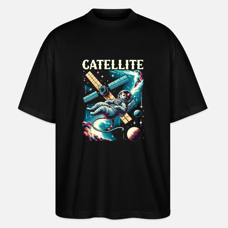 Chat cosmonaute astronaute - T-shirt bio Blaster 2.0 coupe oversize Stanley/Stella Unisexe - noir