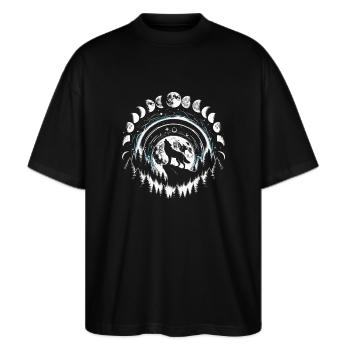 Mondphasen Symbol Astronomie Astrologie Vollmond - Stanley/Stella Oversized Unisex Bio T-Shirt Blaster 2.0 - Schwarz - Vorne - Alina (178cm) & Michal (187cm)