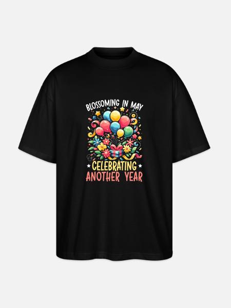 Happy Birthday, Celebrating Bday party, - Stanley/Stella Oversized Unisex Organic T-shirt Blaster 2.0 - black