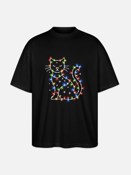 Cat Christmas Holiday Time - Stanley/Stella Oversized Unisex Organic T-shirt Blaster 2.0 - black