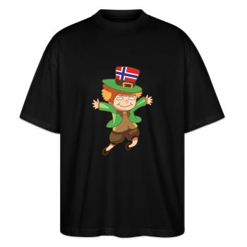 Kobold fabel Leprechaun Flag Noorwegen Gift - Stanley/Stella Uniseks oversized bio T-shirt Blaster 2.0 - zwart - Voor - Alina (178cm) & Michal (187cm)