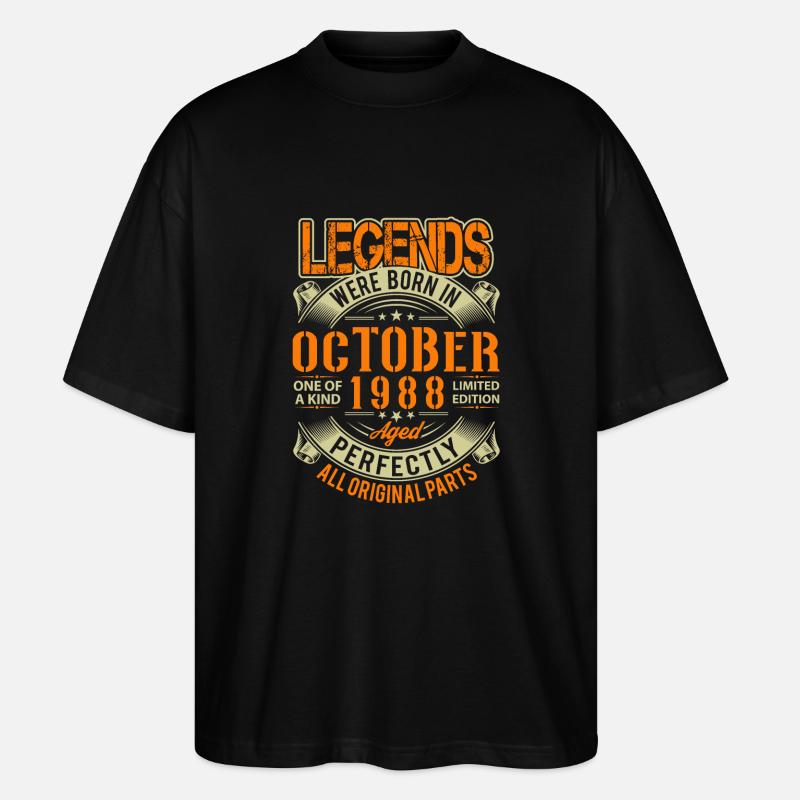 1988 Octobre Légende d’anniversaire - T-shirt bio Blaster 2.0 coupe oversize Stanley/Stella Unisexe - noir