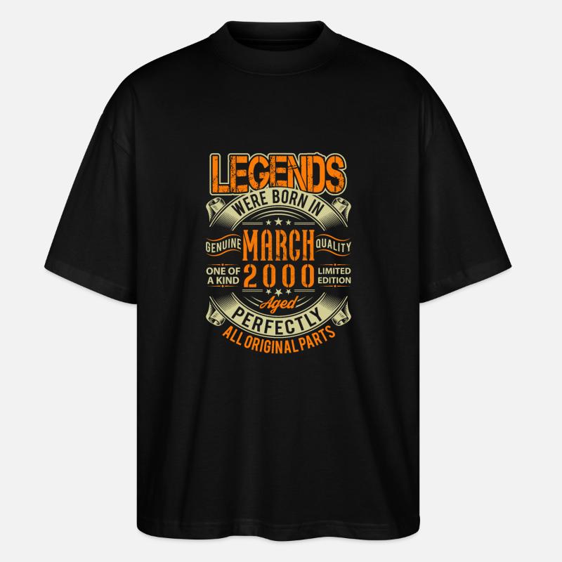 2000 March Birthday Legend - Stanley/Stella Oversized Unisex Organic T-shirt Blaster 2.0 - black