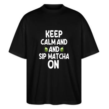 Matcha - Stanley/Stella Oversized Unisex Bio T-Shirt Blaster 2.0 - Schwarz - Vorne - Alina (178cm) & Michal (187cm)