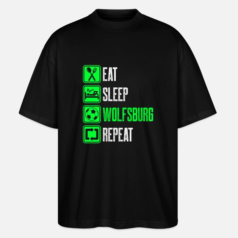 Repeat Wolfsburg - Stanley/Stella Oversized Unisex Bio T-Shirt Blaster 2.0 - Schwarz