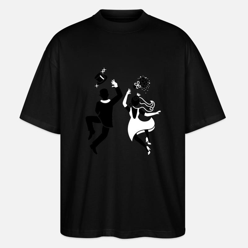Mariée - marié - mariage - Paire - T-shirt bio Blaster 2.0 coupe oversize Stanley/Stella Unisexe - noir