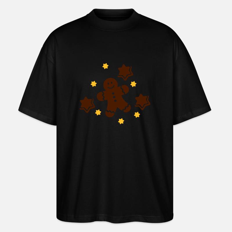 Lebkuchen Gingerbread man - Stanley/Stella Oversized Unisex Organic T-shirt Blaster 2.0 - black