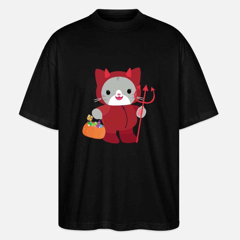 Chat d’Halloween Diable Rouge. Kawai - T-shirt bio Blaster 2.0 coupe oversize Stanley/Stella Unisexe - noir