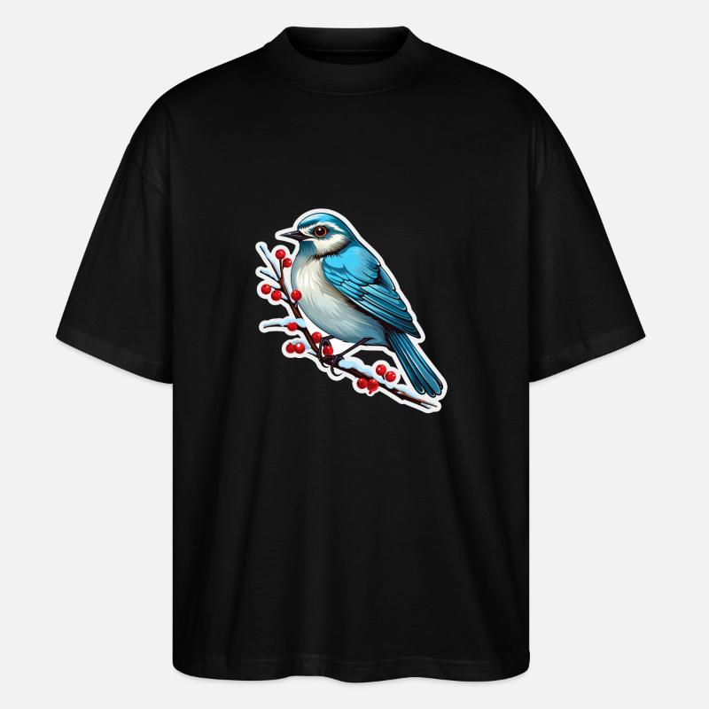 Vogel im Winter - Stanley/Stella Oversized Unisex Bio T-Shirt Blaster 2.0 - Schwarz